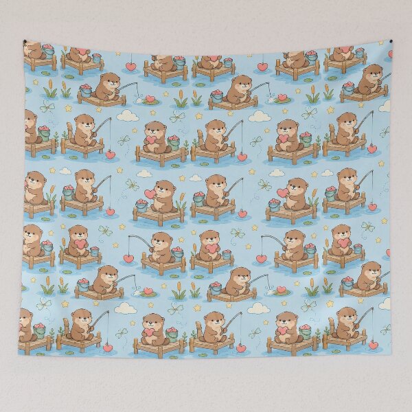 Item preview, Otter Love Fishing Dock Pattern designed and sold by Soft Berry Studio.