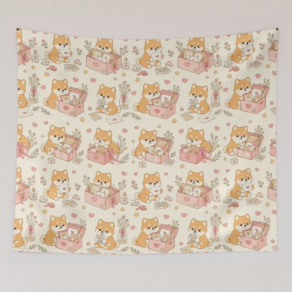 Item preview, Shiba Inu Love Memory Box Pattern designed and sold by Soft Berry Studio.