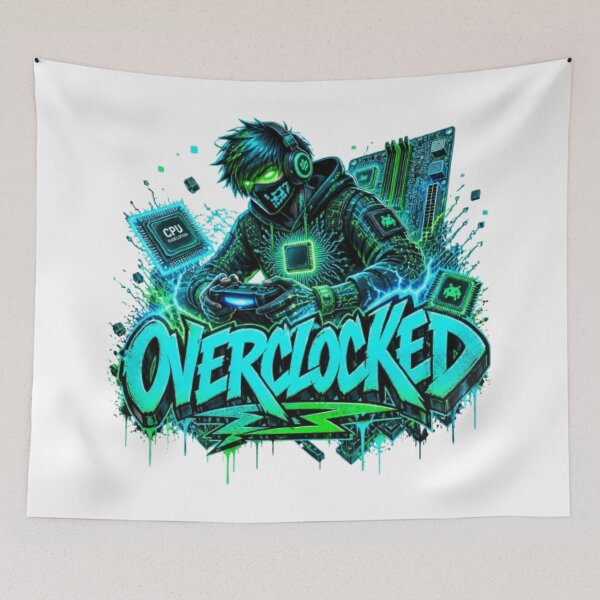 Item preview, OVERCLOCKED Gaming Sticker | Neon Cyber Gamer Streetwear Design designed and sold by Stylestickers55.