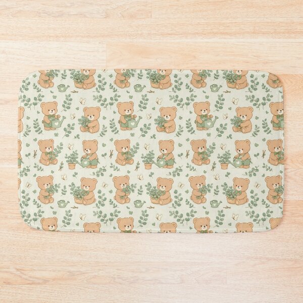 Item preview, Teddy Bear Eucalyptus Grove Pattern designed and sold by Soft Berry Studio.