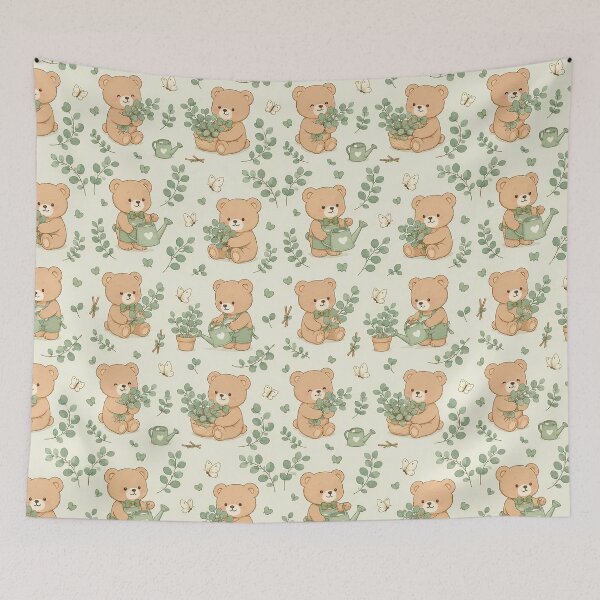 Item preview, Teddy Bear Eucalyptus Grove Pattern designed and sold by Soft Berry Studio.