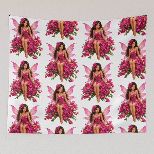 Item preview, Bougainvillea Fairy, Tropical Flower Fairy with Vibrant Pink Bougainvillea Magical Fantasy Art Sticker designed and sold by RoPrincess.