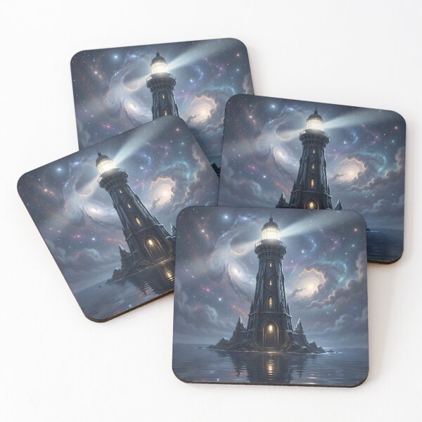 Item preview, Ancient Obsidian Lighthouse – Cosmic Fantasy Art designed and sold by LittleBigGifts.