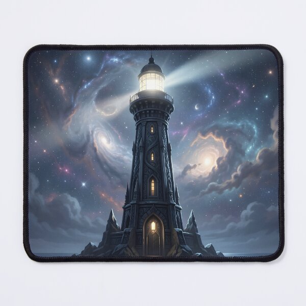 Item preview, Ancient Obsidian Lighthouse – Cosmic Fantasy Art designed and sold by LittleBigGifts.