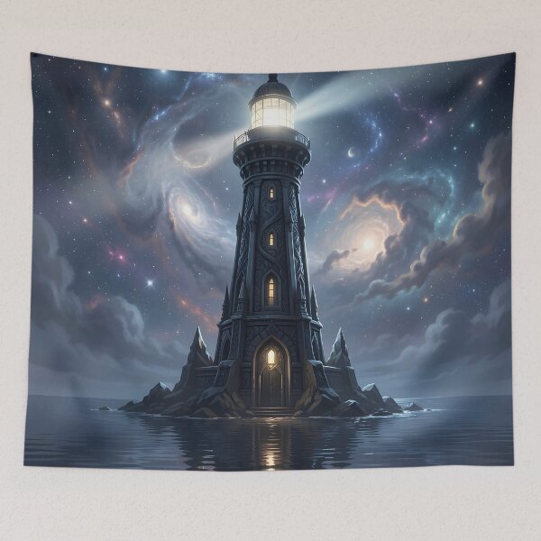 Item preview, Ancient Obsidian Lighthouse – Cosmic Fantasy Art designed and sold by LittleBigGifts.