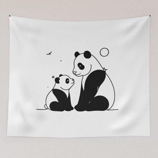 Aperçu de l'œuvre Maman panda et son bébé, tout mignons ! créée et vendue par Nitta Studio.