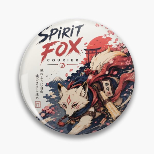 Item preview, Spirit Fox Courier | Japanese Fantasy Anime Art | Sakura Kitsune Poster & Sticker designed and sold by TulipsArtDesigns .