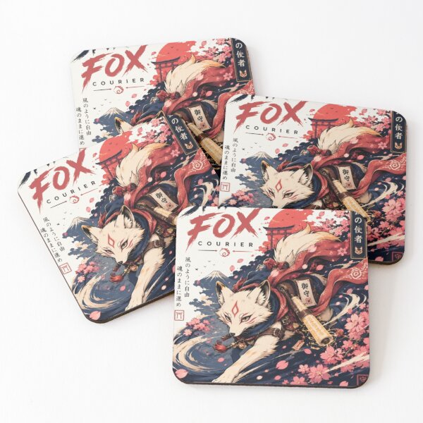 Item preview, Spirit Fox Courier | Japanese Fantasy Anime Art | Sakura Kitsune Poster & Sticker designed and sold by TulipsArtDesigns .