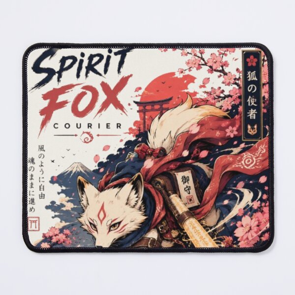 Item preview, Spirit Fox Courier | Japanese Fantasy Anime Art | Sakura Kitsune Poster & Sticker designed and sold by TulipsArtDesigns .