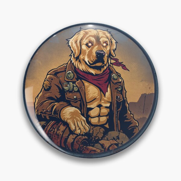 Item preview, Golden Retriever Badass Post-Apocalyptic Dog Warrior designed and sold by PawsRetroStudio.