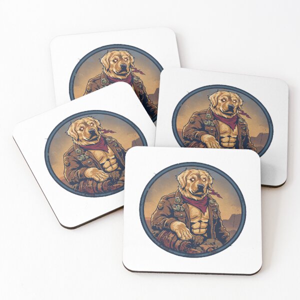 Item preview, Golden Retriever Badass Post-Apocalyptic Dog Warrior designed and sold by PawsRetroStudio.