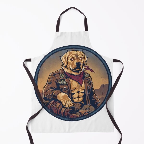 Item preview, Golden Retriever Badass Post-Apocalyptic Dog Warrior designed and sold by PawsRetroStudio.