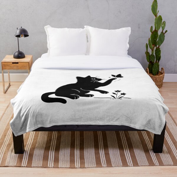 Item preview, Gato negro y mariposa mágica – Diseño minimalista de silueta felina designed and sold by OTSC.