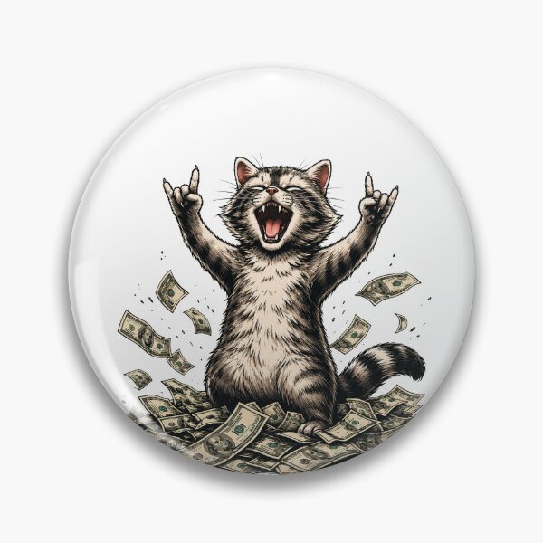 Item preview, Rock On Money Cat – Funny Rich Cat Rock Hand Gesture Meme | Lucky Cash Kitty Design designed and sold by BlackCat Vibe.