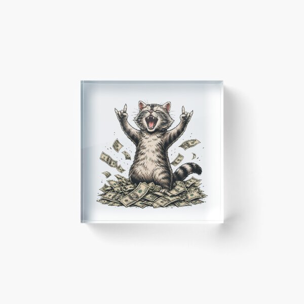 Item preview, Rock On Money Cat – Funny Rich Cat Rock Hand Gesture Meme | Lucky Cash Kitty Design designed and sold by BlackCat Vibe.