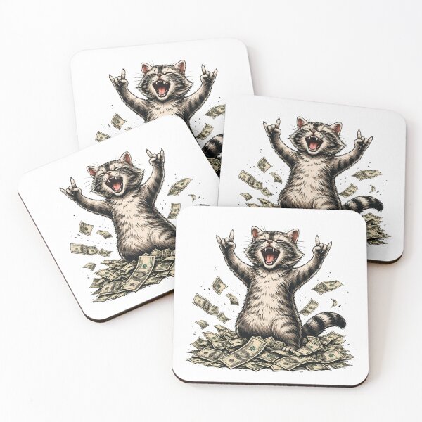 Item preview, Rock On Money Cat – Funny Rich Cat Rock Hand Gesture Meme | Lucky Cash Kitty Design designed and sold by BlackCat Vibe.