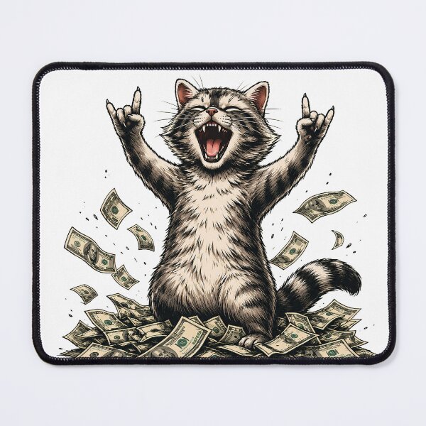 Item preview, Rock On Money Cat – Funny Rich Cat Rock Hand Gesture Meme | Lucky Cash Kitty Design designed and sold by BlackCat Vibe.