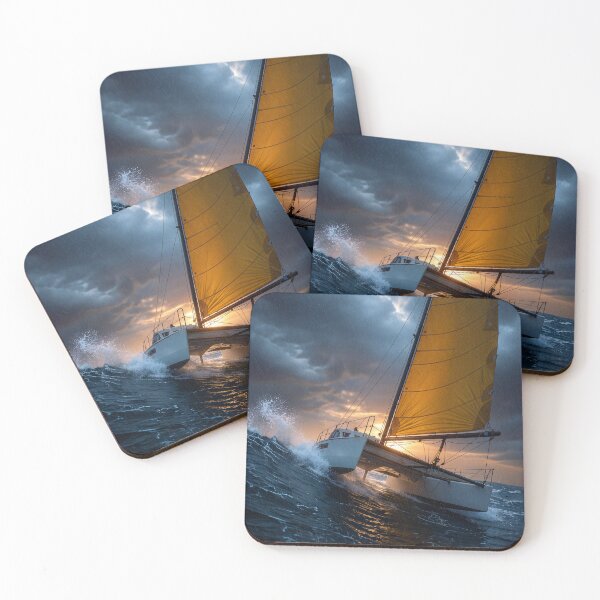 Item preview, Sailboat in a storm with a bright sail designed and sold by Halbeskilo.