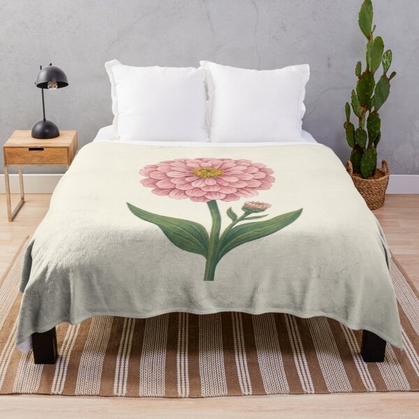 Item preview, Vintage Pink Zinnia Flower Botanical Illustration Art designed and sold by Pasteltone.