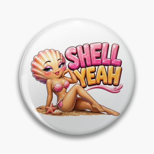 Item preview, Shell Yeah, Cute Flirty Seashell Girl Beach Pun Summer Ocean Sticker designed and sold by RoPrincess.