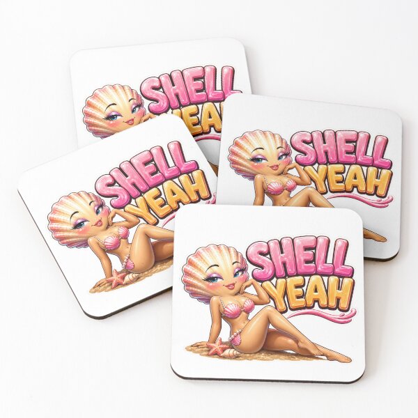 Item preview, Shell Yeah, Cute Flirty Seashell Girl Beach Pun Summer Ocean Sticker designed and sold by RoPrincess.