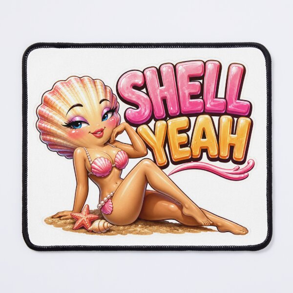 Item preview, Shell Yeah, Cute Flirty Seashell Girl Beach Pun Summer Ocean Sticker designed and sold by RoPrincess.