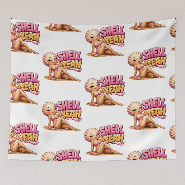 Item preview, Shell Yeah, Cute Flirty Seashell Girl Beach Pun Summer Ocean Sticker designed and sold by RoPrincess.