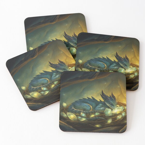 Item preview, Baby Dragon Sleeping in Glowing Nest Fantasy Art designed and sold by StudioForge.