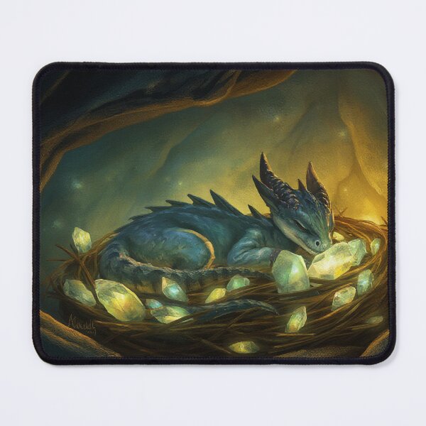 Item preview, Baby Dragon Sleeping in Glowing Nest Fantasy Art designed and sold by StudioForge.