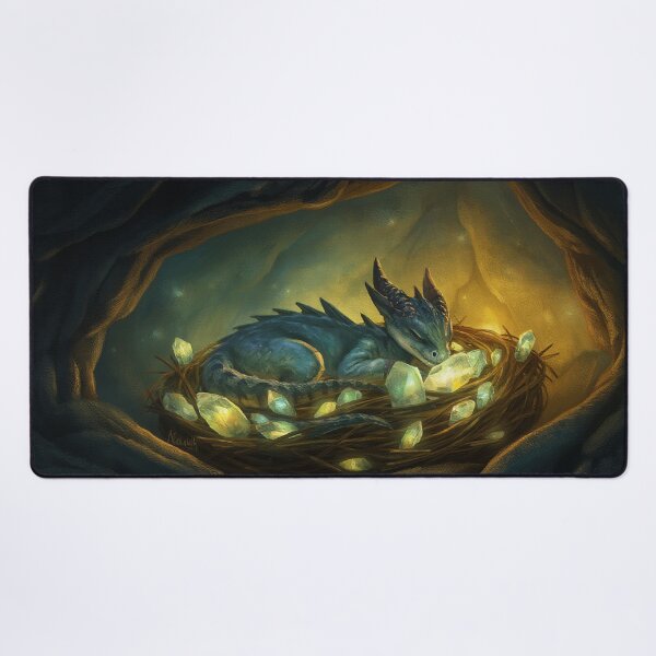 Item preview, Baby Dragon Sleeping in Glowing Nest Fantasy Art designed and sold by StudioForge.