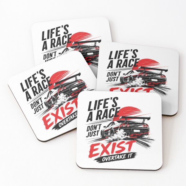 Item preview, Life's a Race – Don't Just Exist, Overtake It | Motivational Racing Car designed and sold by SidTastic .