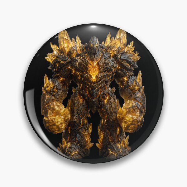 Item preview, Golden Crystal Golem – Epic Volcanic Rock Guardian Fantasy Creature designed and sold by Maclaw200d.