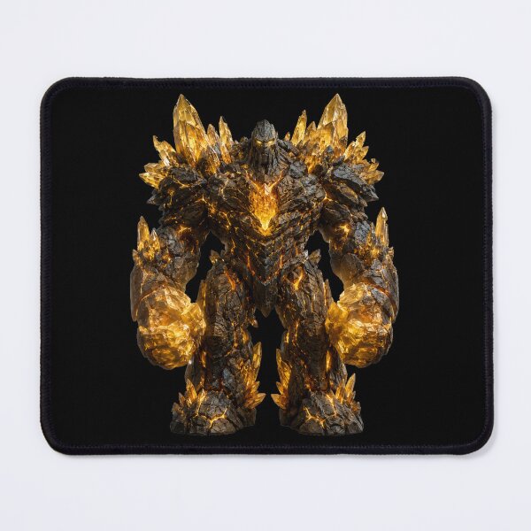 Item preview, Golden Crystal Golem – Epic Volcanic Rock Guardian Fantasy Creature designed and sold by Maclaw200d.