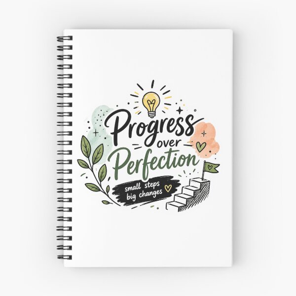 Item preview, Progress Over Perfection | Motivational Growth Mindset Quote | Positive Mental Health Journal Decal designed and sold by Pixanova.