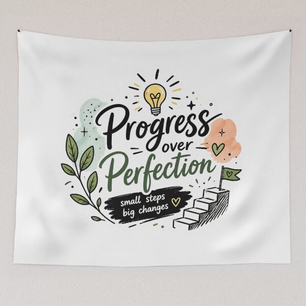 Item preview, Progress Over Perfection | Motivational Growth Mindset Quote | Positive Mental Health Journal Decal designed and sold by Pixanova.