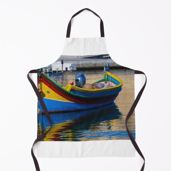 Item preview, Colorful Maltese Fishing Boat Luzzu Moored in Calm Harbor With Bright Reflections designed and sold by Nmallia.