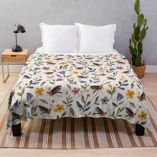 Item preview, Whimsical Firefly & Wildflower Seamless Pattern | Cottagecore Botanical Insect Repeat Design designed and sold by SWSandraWechner.