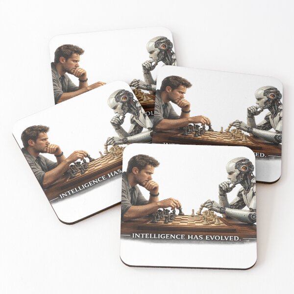 Item preview, Intelligence Has Evolved – Human vs Robot Chess designed and sold by CMA Design Studio.