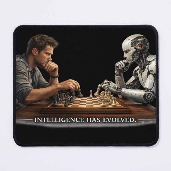 Item preview, Intelligence Has Evolved – Human vs Robot Chess designed and sold by CMA Design Studio.