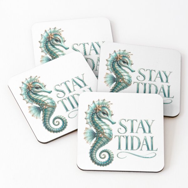 Item preview, Stay Tidal, Elegant Seahorse Coastal Ocean Art Beach Aesthetic Sticker designed and sold by RoPrincess.