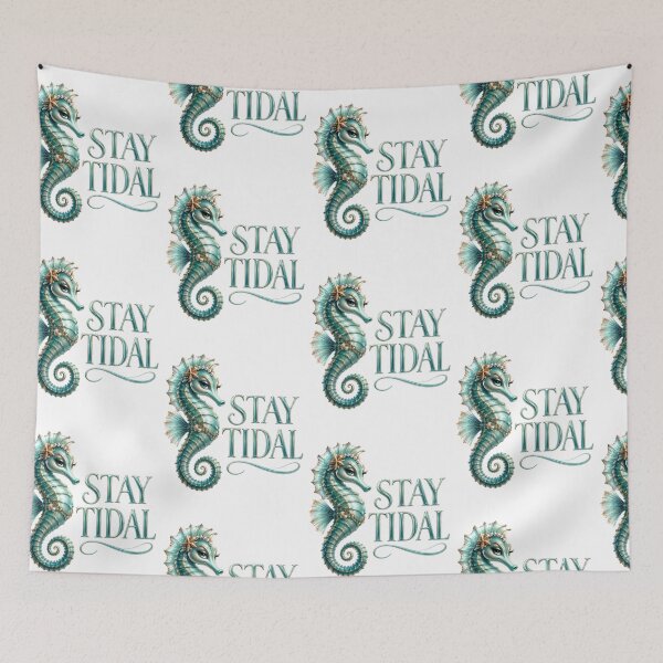 Item preview, Stay Tidal, Elegant Seahorse Coastal Ocean Art Beach Aesthetic Sticker designed and sold by RoPrincess.