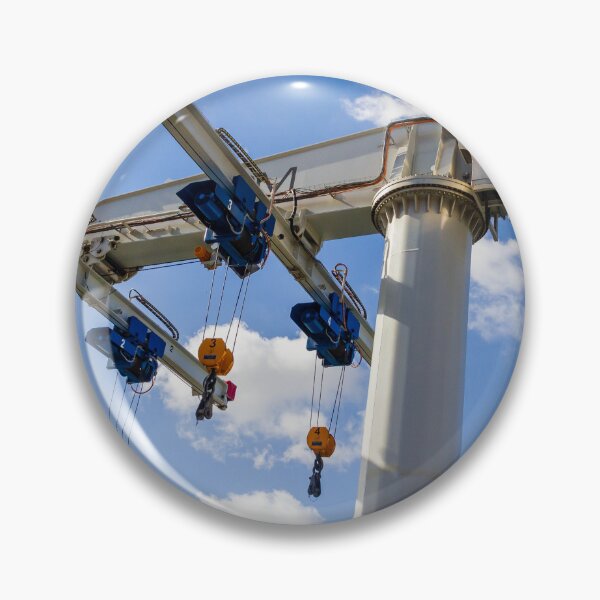 Item preview, Marine Travelift Crane Hoists Boats in Marina Overhead Lifting Equipment Against Blue Sky designed and sold by Nmallia.