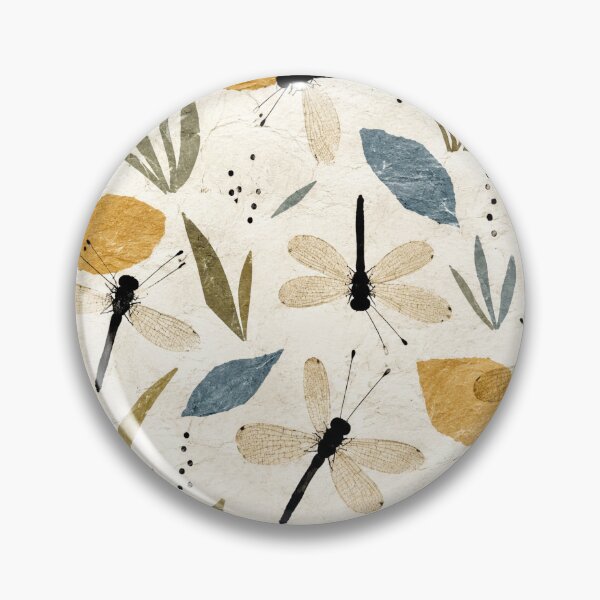 Item preview, Elegant Dragonfly Seamless Pattern | Botanical Nature Repeat with Wildflowers & Leaves designed and sold by SWSandraWechner.
