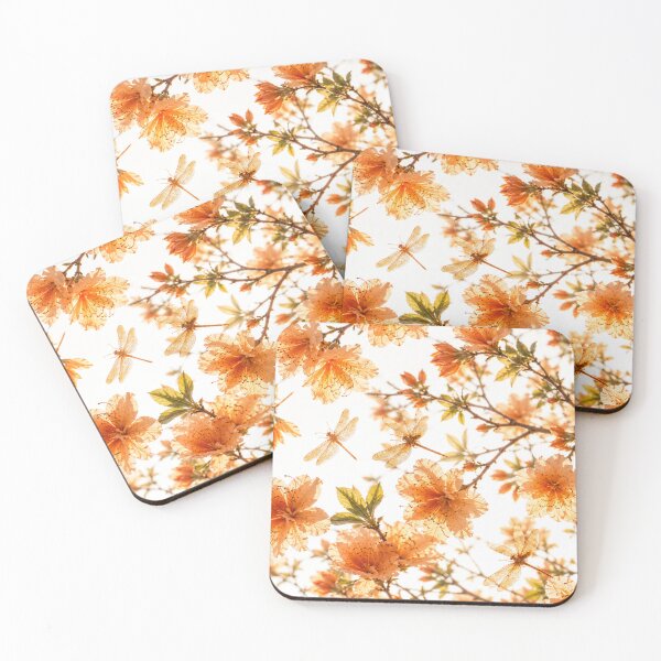Item preview, Orange Blossom & Dragonfly Floral Pattern | Elegant Nature Home Decor designed and sold by Atum&Art.