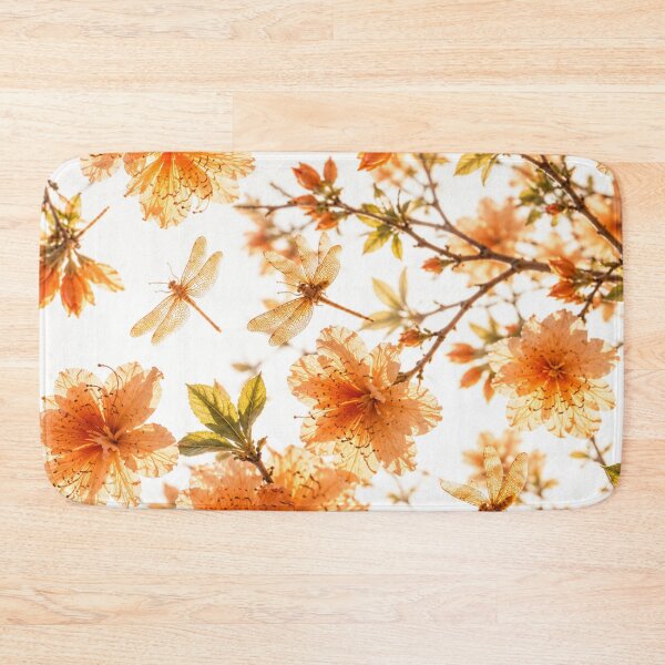 Item preview, Orange Blossom & Dragonfly Floral Pattern | Elegant Nature Home Decor designed and sold by Atum&Art.