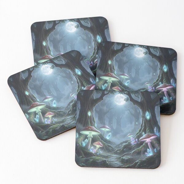 Item preview,  Ethereal Moonlight Grove – Glowing Mushroom Fantasy Art designed and sold by LittleBigGifts.