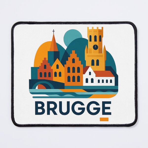 Item preview, Brugge Belgium Travel Souvenir - Belfry Tower & Canal Market Art designed and sold by OzzFrequency.