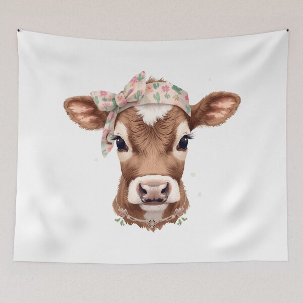 Item preview, Cute Baby Cow Cactus Floral Bow designed and sold by Oddifys.