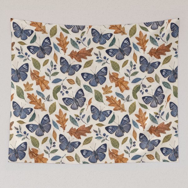 Item preview, Blue Butterfly & Oak Leaf Seamless Pattern | Woodland Autumn Botanical Repeat Design designed and sold by SWSandraWechner.