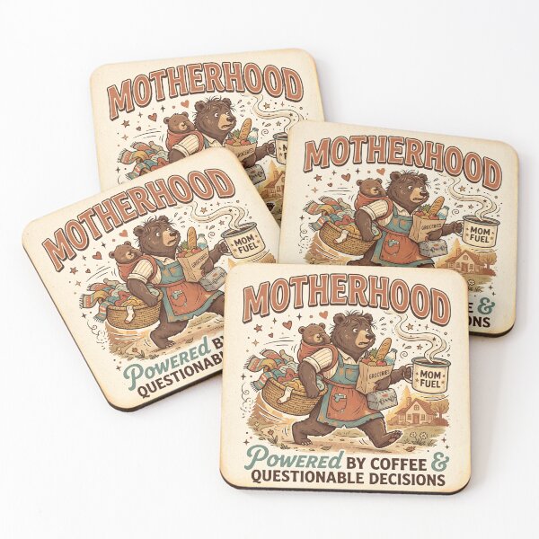 Item preview, Motherhood Shirt – Powered By Coffee And Questionable Decisions Bear Tee designed and sold by DmaarGroup.
